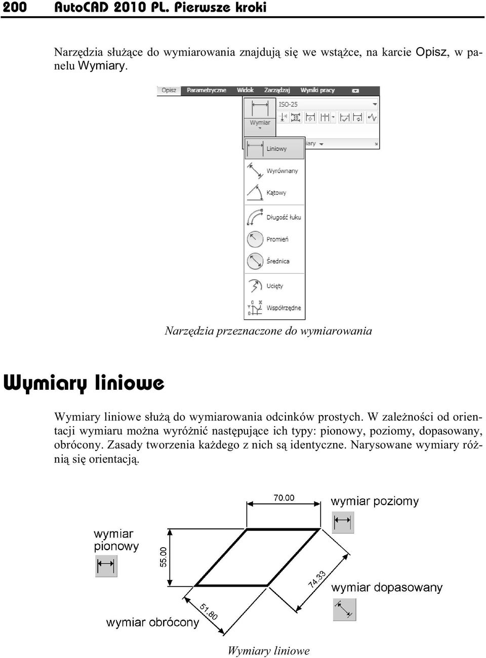 Narz dzia przeznaczone do wymiarowania Wymiary liniowe Wymiary liniowe s u do wymiarowania odcinków prostych.