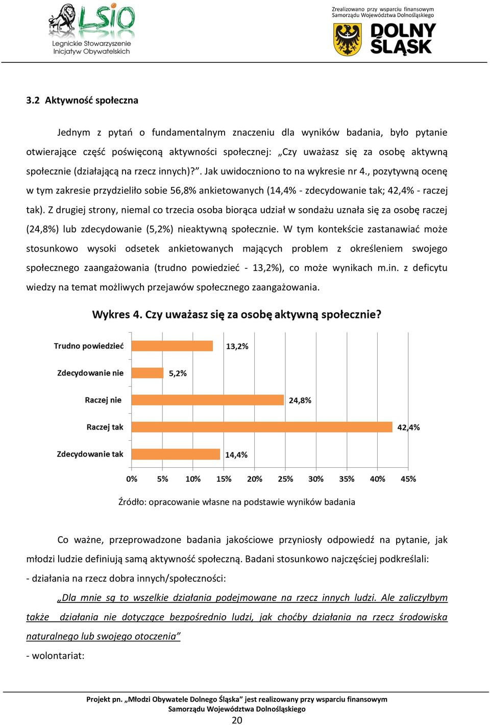 Z drugiej strony, niemal co trzecia osoba biorąca udział w sondażu uznała się za osobę raczej (24,8%) lub zdecydowanie (5,2%) nieaktywną społecznie.