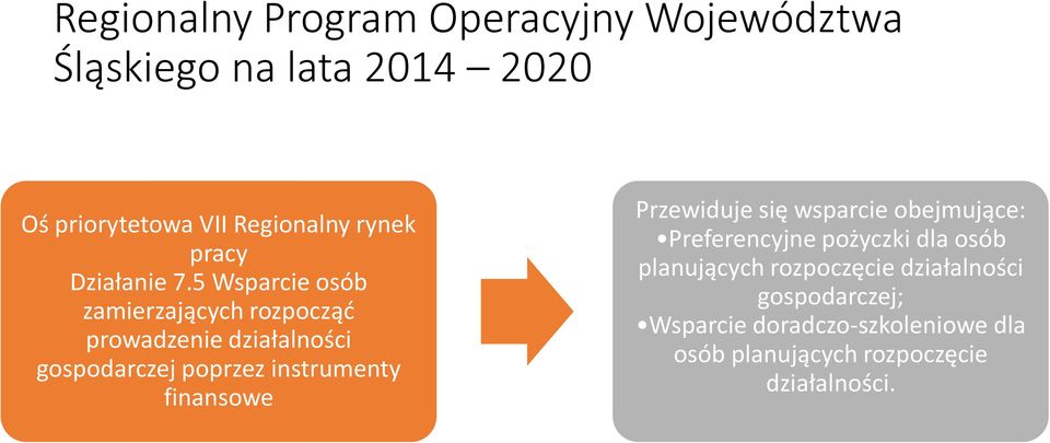 5 Wsparcie osób zamierzających rozpocząć prowadzenie działalności gospodarczej poprzez instrumenty