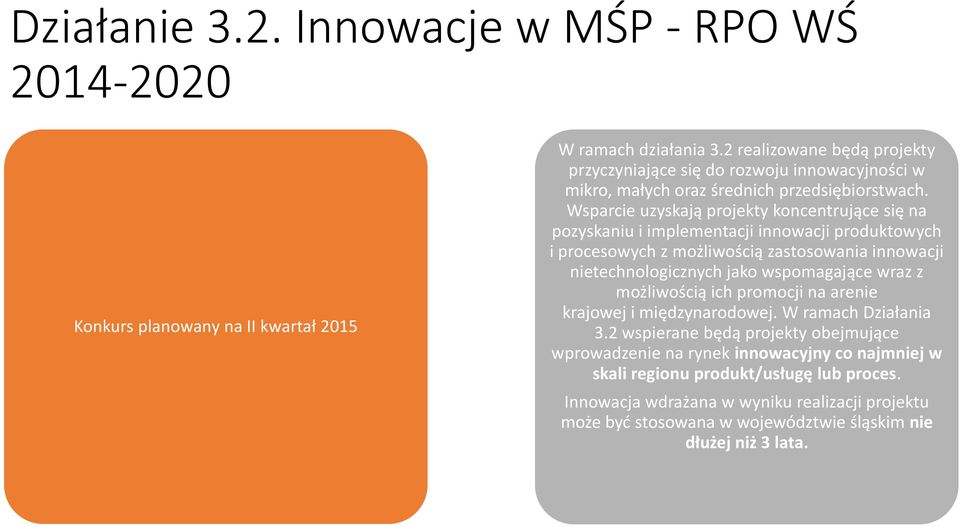 Wsparcie uzyskają projekty koncentrujące się na pozyskaniu i implementacji innowacji produktowych i procesowych z możliwością zastosowania innowacji nietechnologicznych jako wspomagające