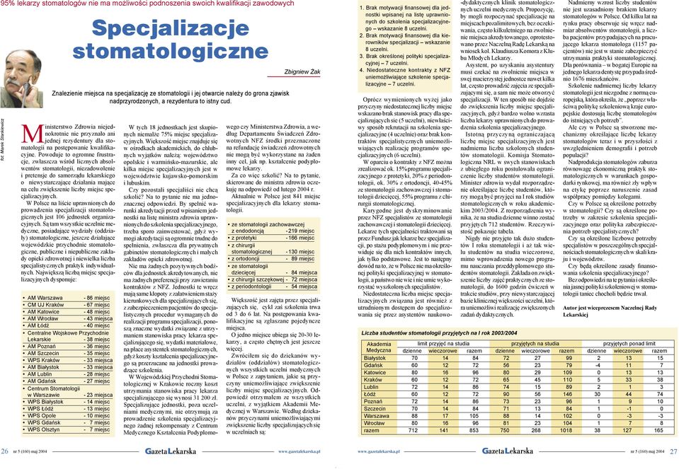 Powoduje to ogromne frustracje, zwłaszcza wśród licznych absolwentów stomatologii, niezadowolenie i pretensje do samorządu lekarskiego o niewystarczające działania mające na celu zwiększenie liczby