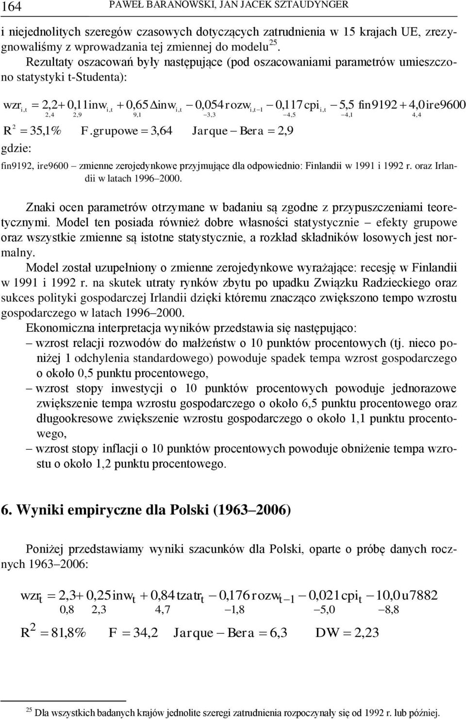 grupowe 3,64 i, t 0,054rozw 3,3 i, t 1 0,117cpi 4,5 Jarque Bera 2,9 i, t 5,5 fin9192 4,0ire9600 fin9192, ire9600 zmienne zerojedynkowe przyjmujące dla odpowiednio: Finlandii w 1991 i 1992 r.