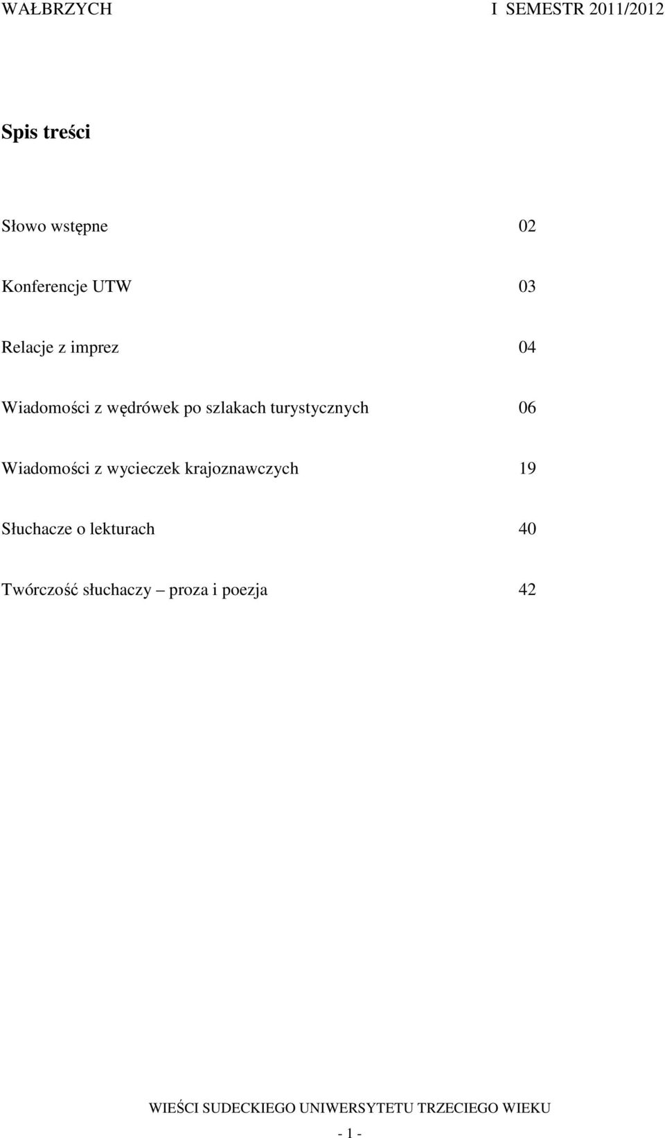 turystycznych 06 Wiadomości z wycieczek krajoznawczych