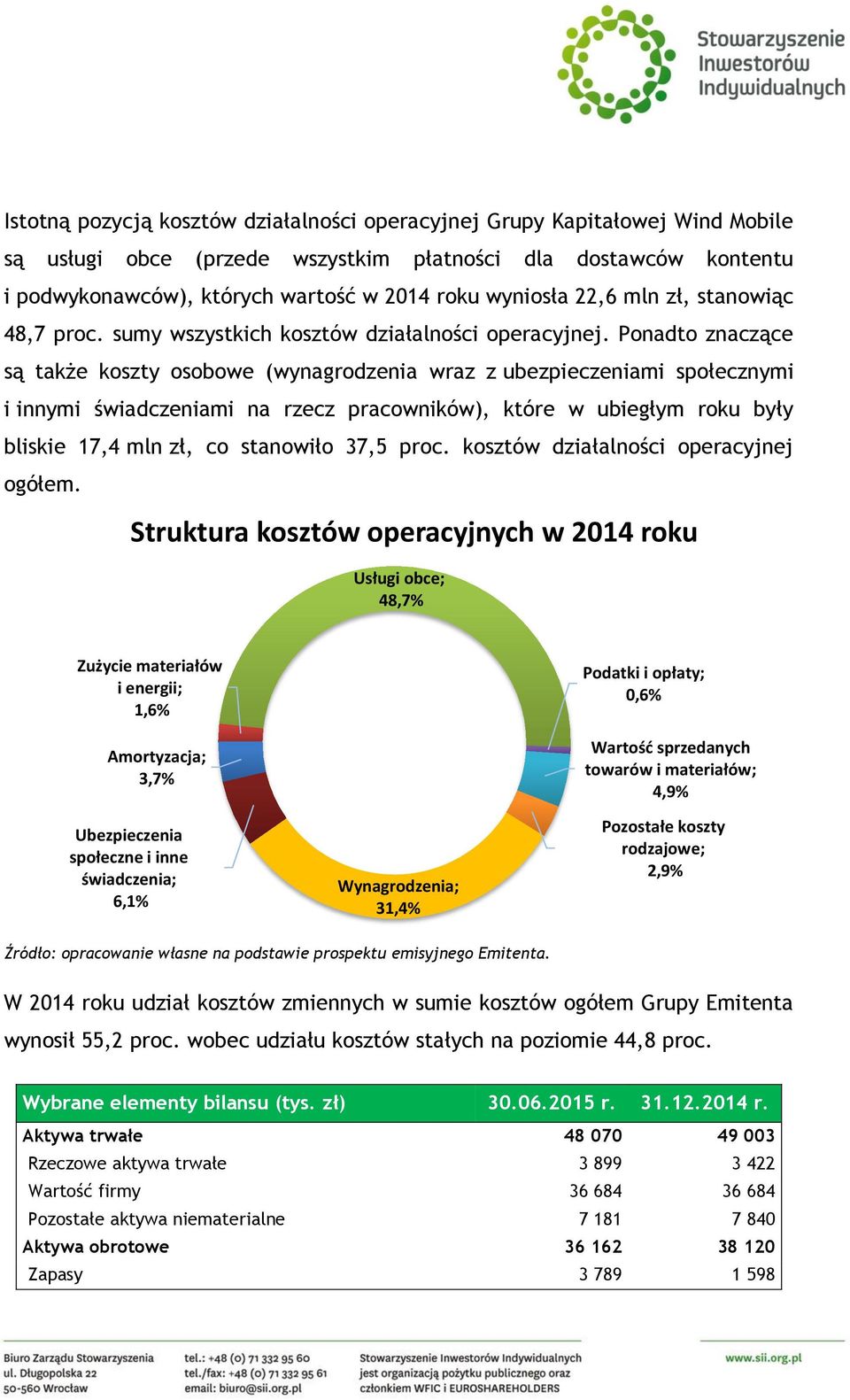 Ponadto znaczące są także koszty osobowe (wynagrodzenia wraz z ubezpieczeniami społecznymi i innymi świadczeniami na rzecz pracowników), które w ubiegłym roku były bliskie 17,4 mln zł, co stanowiło