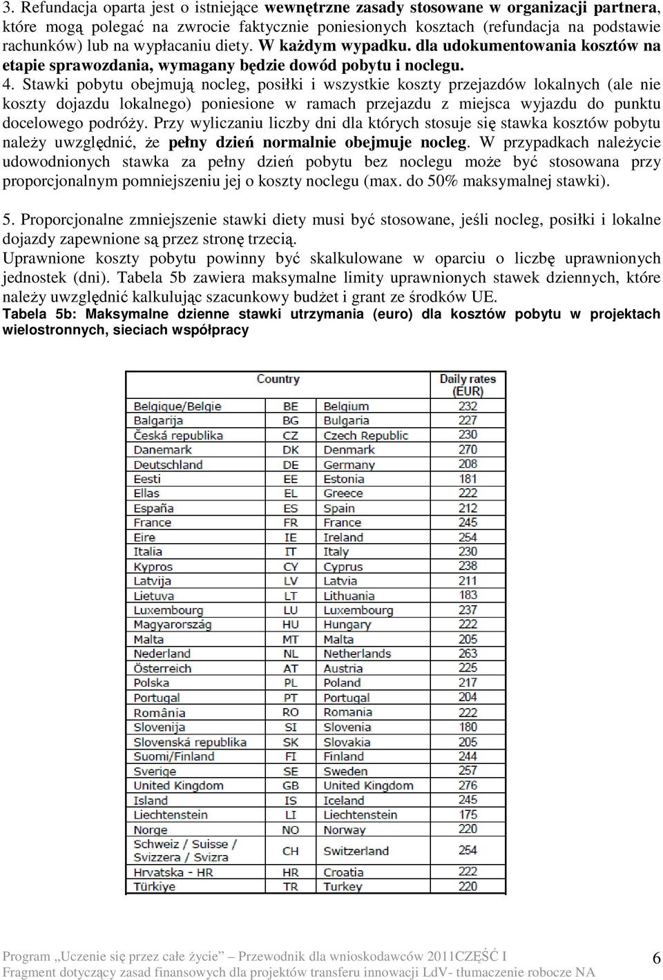 Stawki pobytu obejmują nocleg, posiłki i wszystkie koszty przejazdów lokalnych (ale nie koszty dojazdu lokalnego) poniesione w ramach przejazdu z miejsca wyjazdu do punktu docelowego podróŝy.