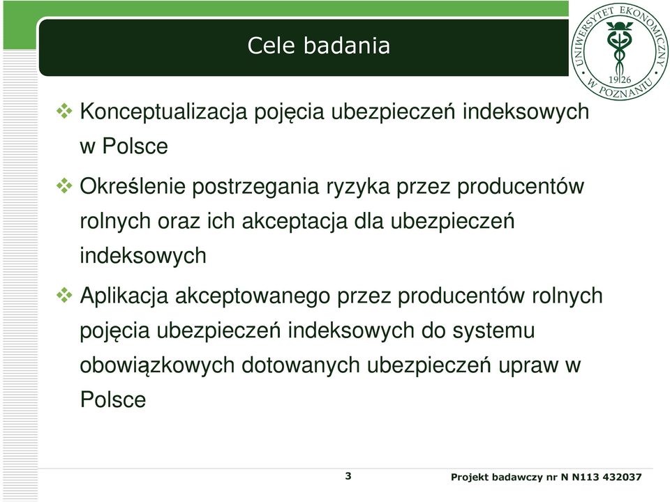 indeksowych Aplikacja akceptowanego przez producentów rolnych pojęcia ubezpieczeń