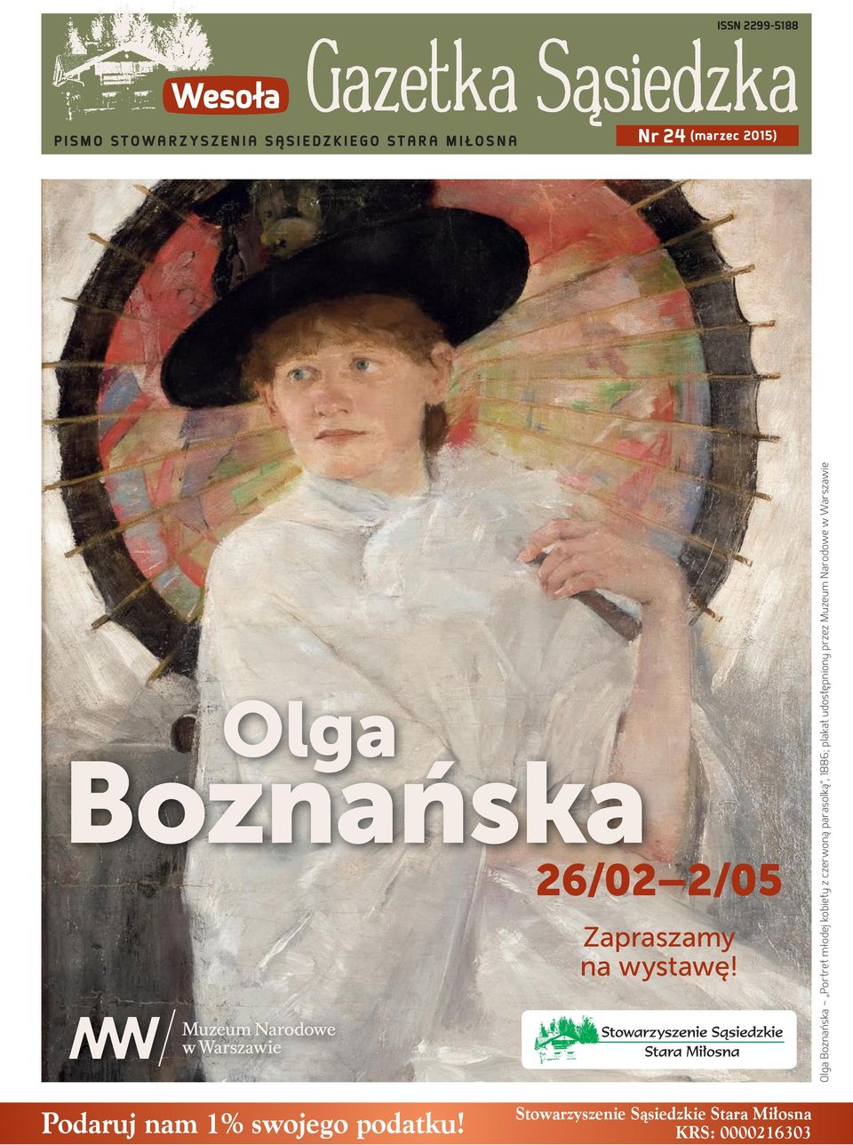 Olga Boznańska Portret młodej kobiety z czerwoną parasolką, 1886; plakat