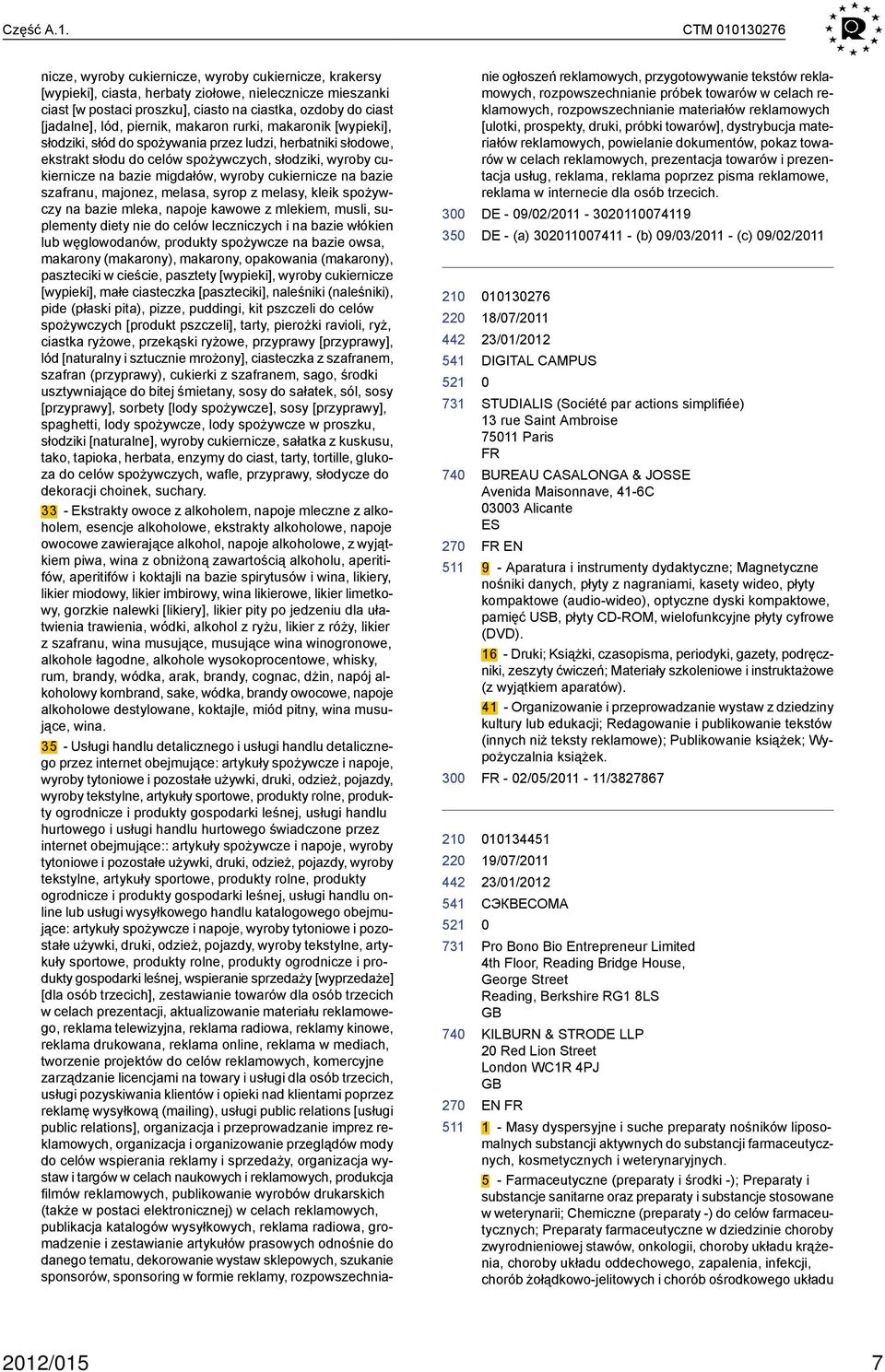 do ciast [jadalne], lód, piernik, makaron rurki, makaronik [wypieki], słodziki, słód do spożywania przez ludzi, herbatniki słodowe, ekstrakt słodu do celów spożywczych, słodziki, wyroby cukiernicze