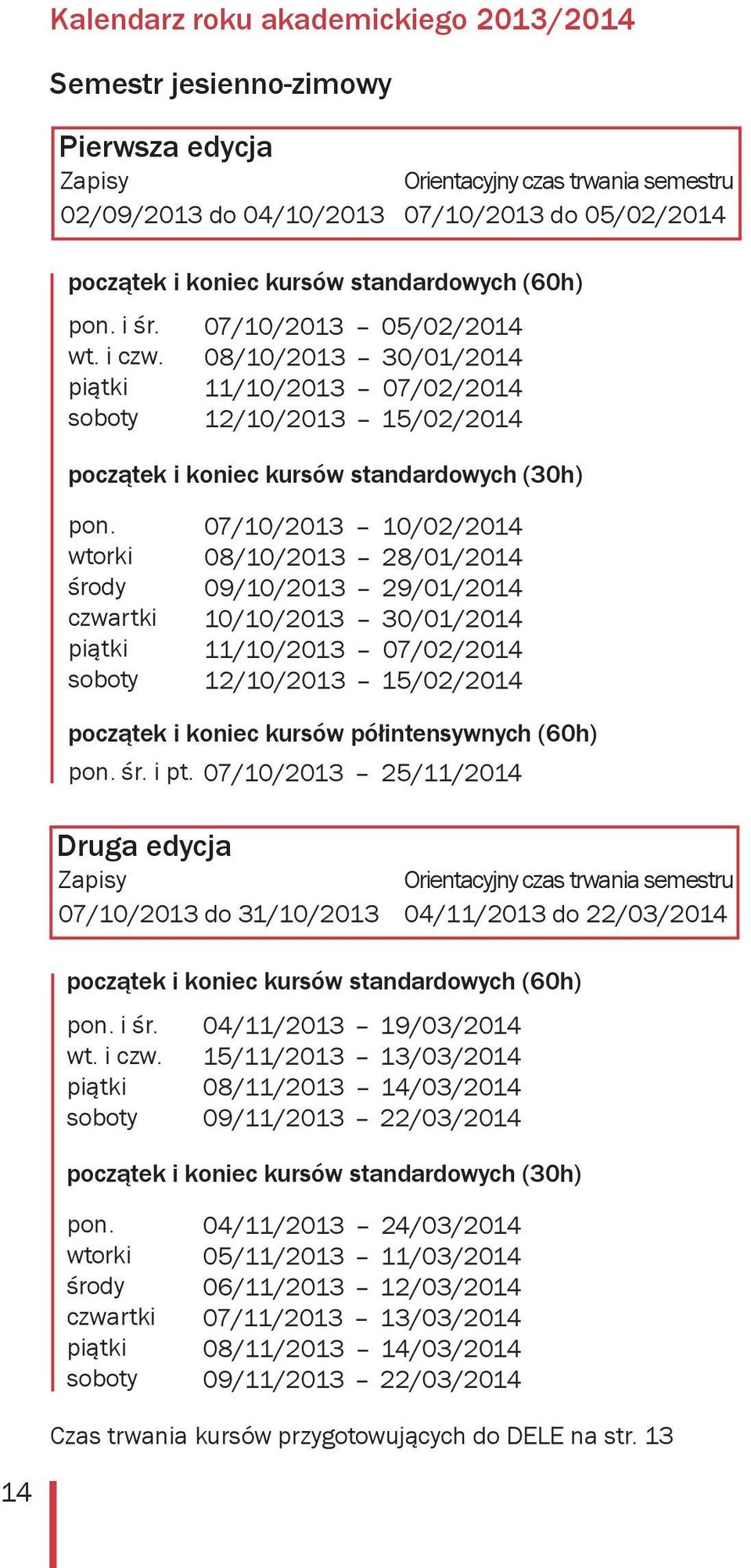 standardowych (30h) pon.