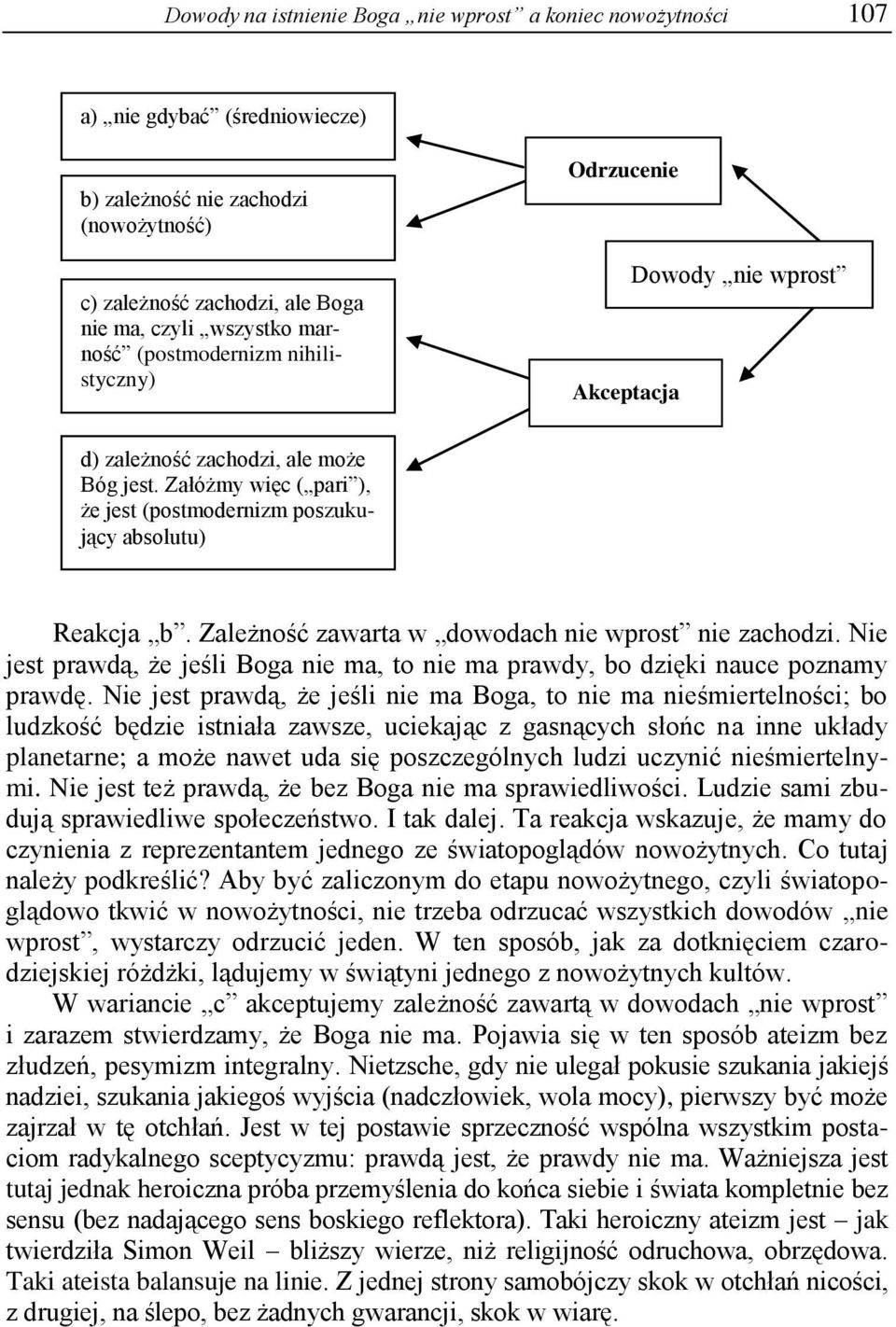 Zależność zawarta w dowodach nie wprost nie zachodzi. Nie jest prawdą, że jeśli Boga nie ma, to nie ma prawdy, bo dzięki nauce poznamy prawdę.