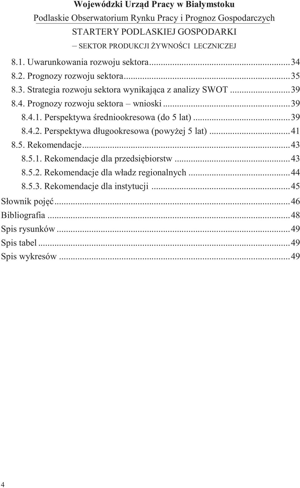 Perspektywa długookresowa (powyżej 5 lat)... 41 8.5. Rekomendacje... 43 8.5.1. Rekomendacje dla przedsiębiorstw... 43 8.5.2.