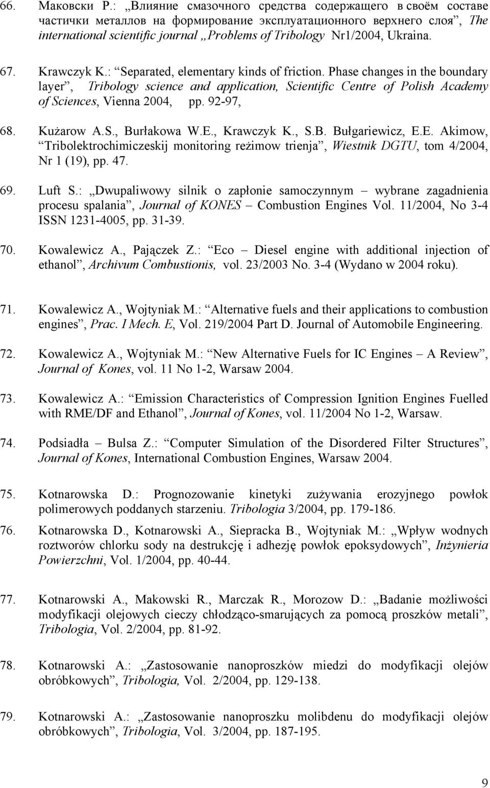 Ukraina. 67. Krawczyk K.: Separated, elementary kinds of friction.