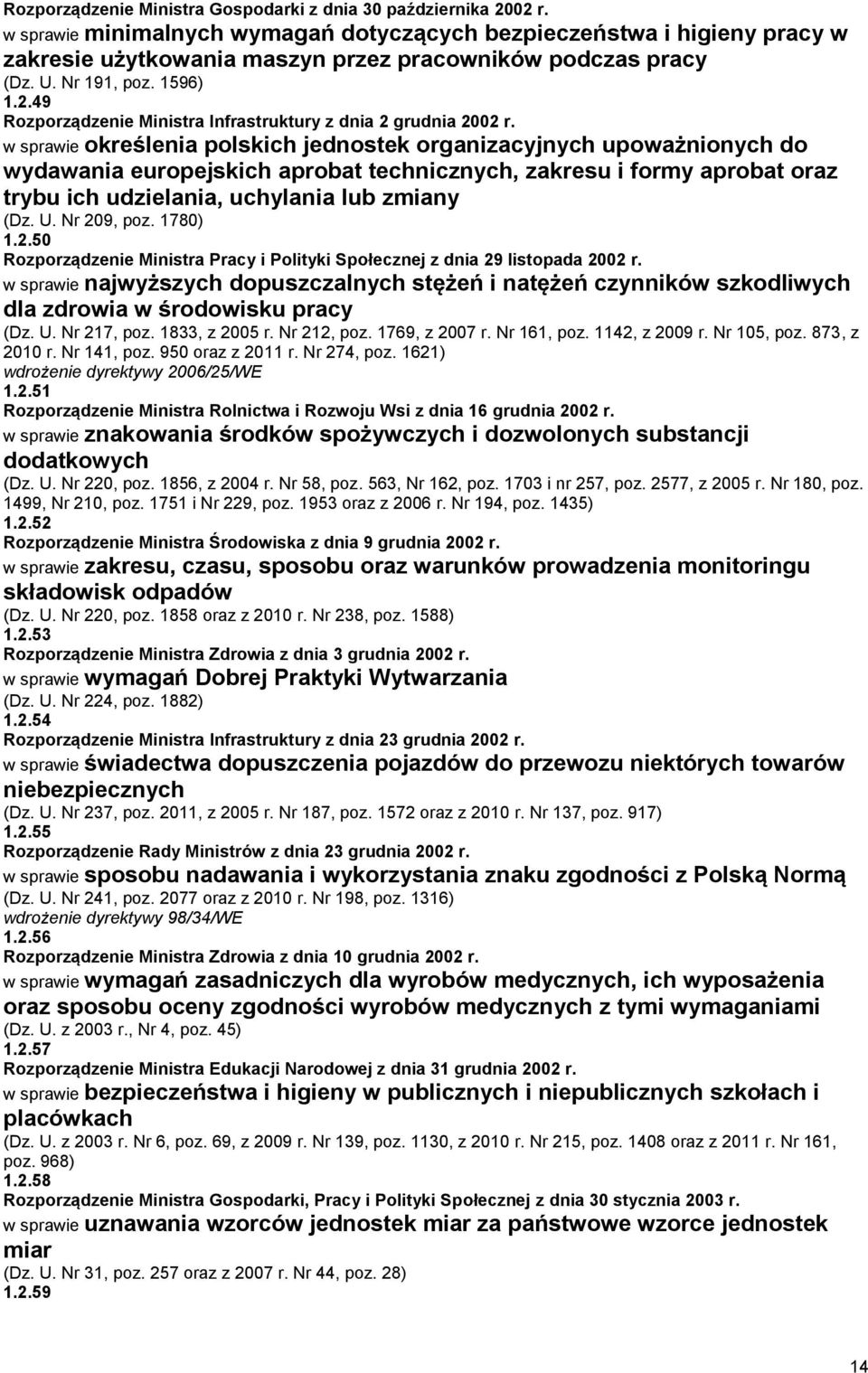 49 Rozporządzenie Ministra Infrastruktury z dnia 2 grudnia 2002 r.