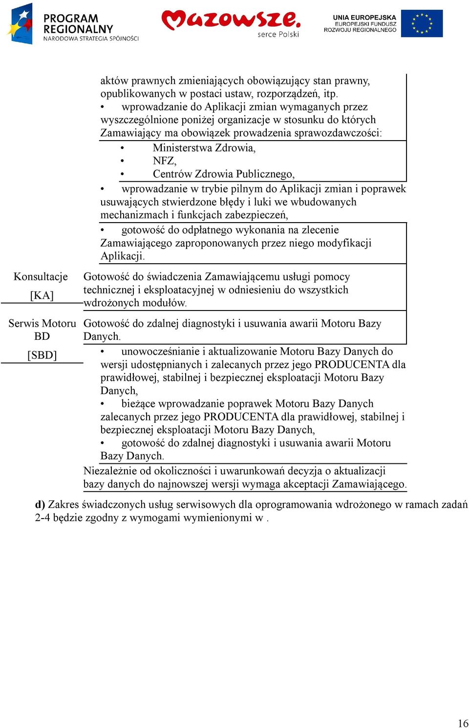 Zdrowia Publicznego, wprowadzanie w trybie pilnym do Aplikacji zmian i poprawek usuwających stwierdzone błędy i luki we wbudowanych mechanizmach i funkcjach zabezpieczeń, gotowość do odpłatnego