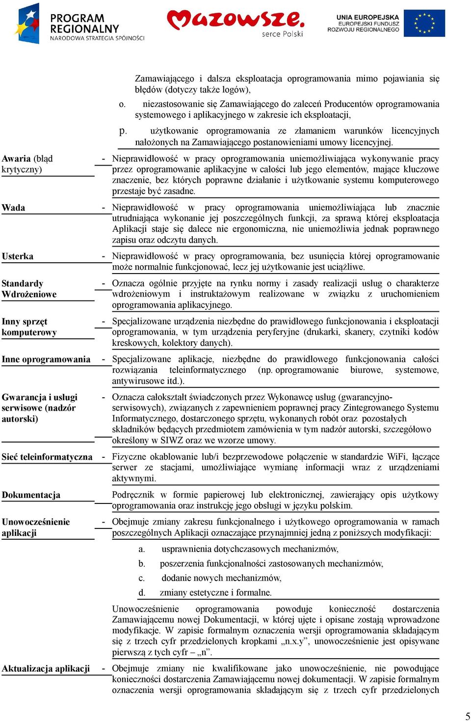 użytkowanie oprogramowania ze złamaniem warunków licencyjnych nałożonych na Zamawiającego postanowieniami umowy licencyjnej.