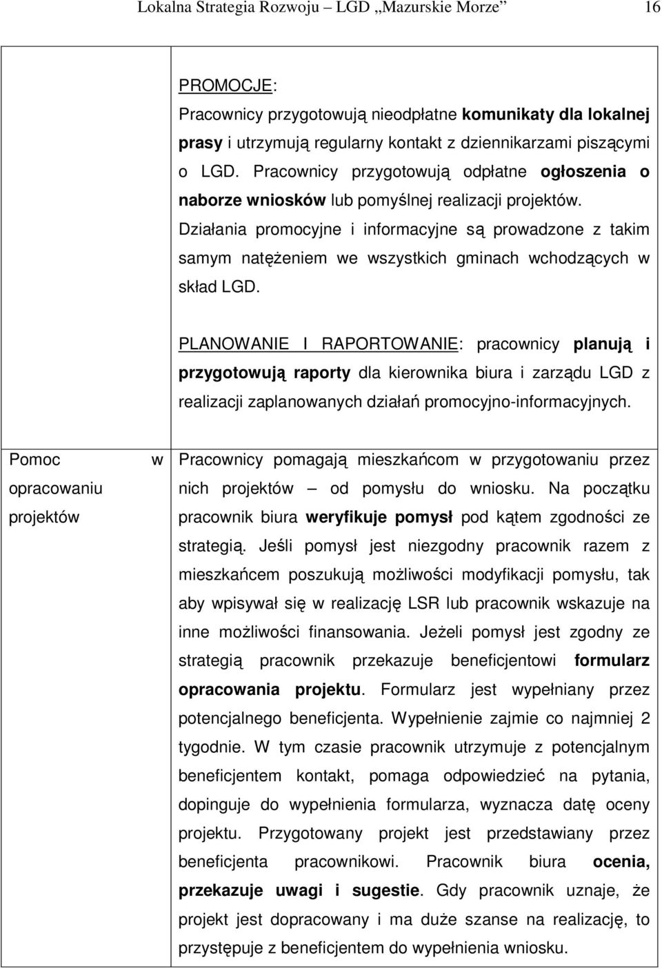 Działania promocyjne i informacyjne są prowadzone z takim samym natęŝeniem we wszystkich gminach wchodzących w skład LGD.