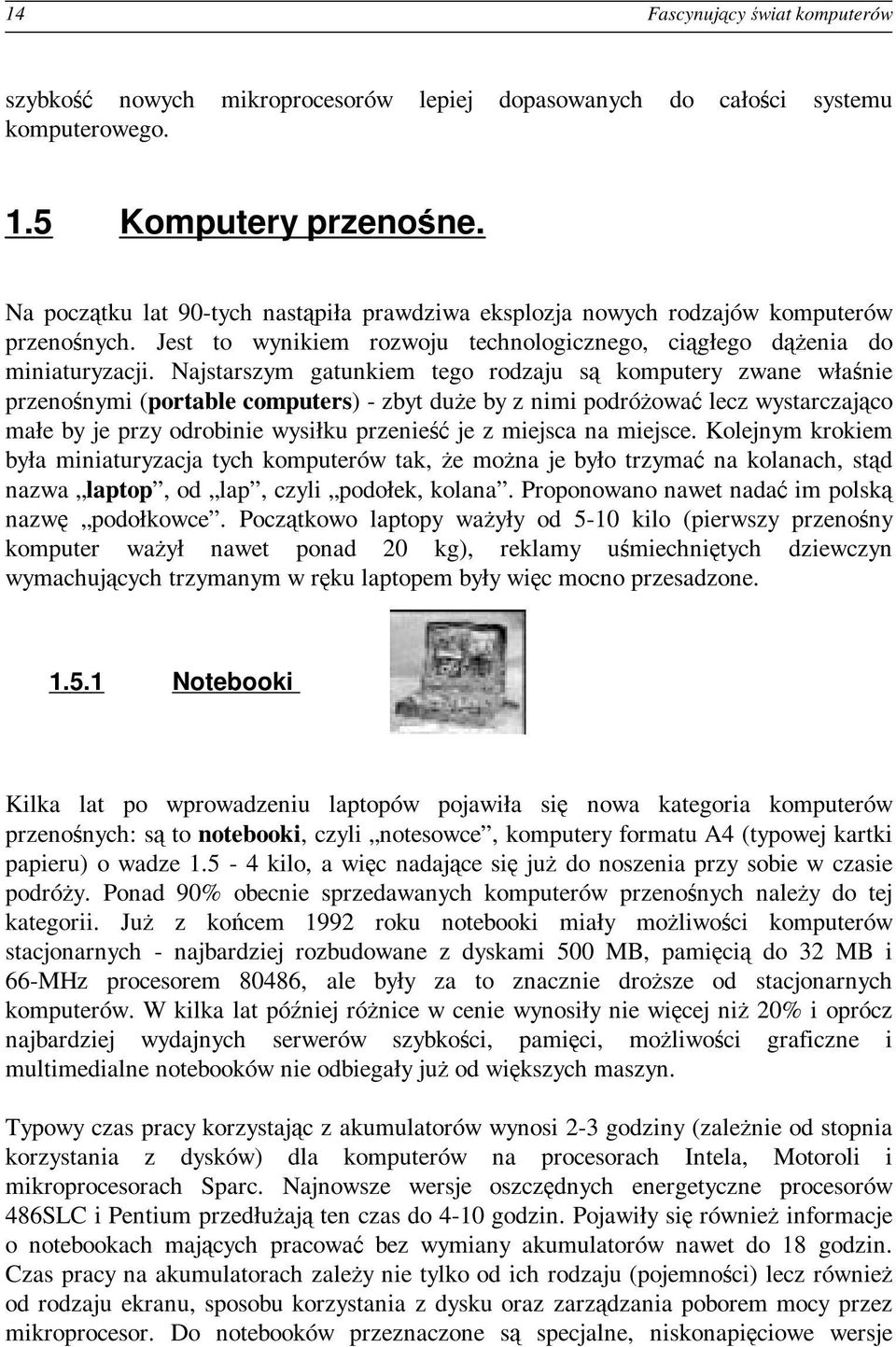 Najstarszym gatunkiem tego rodzaju są komputery zwane właśnie przenośnymi (portable computers) -zbytduże by z nimi podróżować lecz wystarczająco małe by je przy odrobinie wysiłku przenieść je z