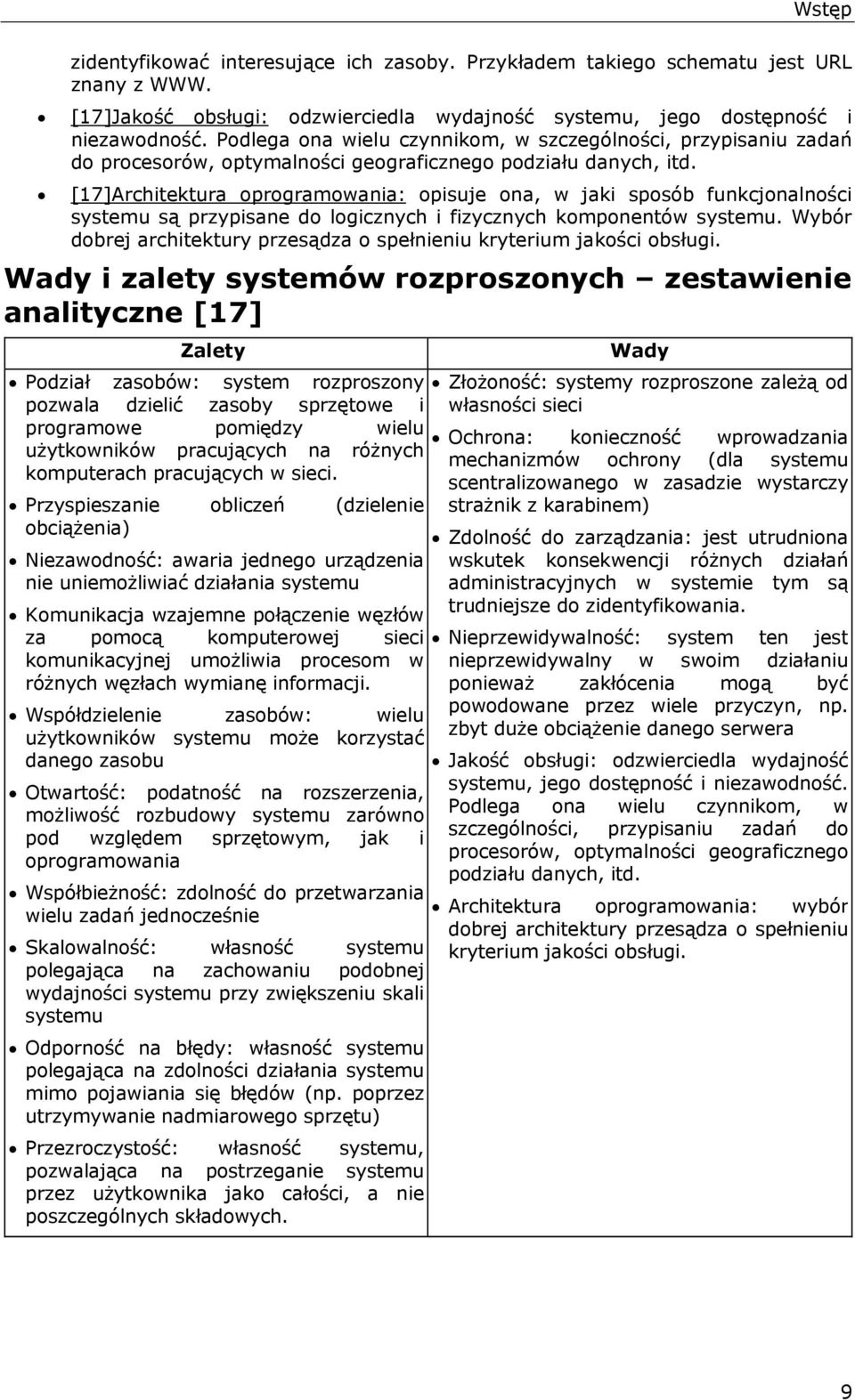 [17]Architektura oprogramowania: opisuje ona, w jaki sposób funkcjonalności systemu są przypisane do logicznych i fizycznych komponentów systemu.