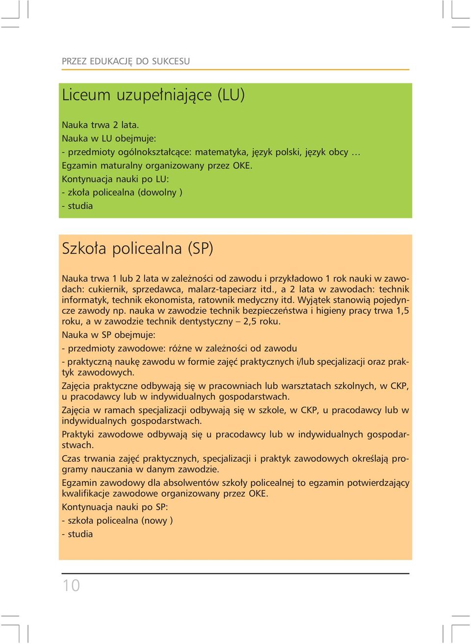 malarz-tapeciarz itd., a 2 lata w zawodach: technik informatyk, technik ekonomista, ratownik medyczny itd. Wyjątek stanowią pojedyncze zawody np.