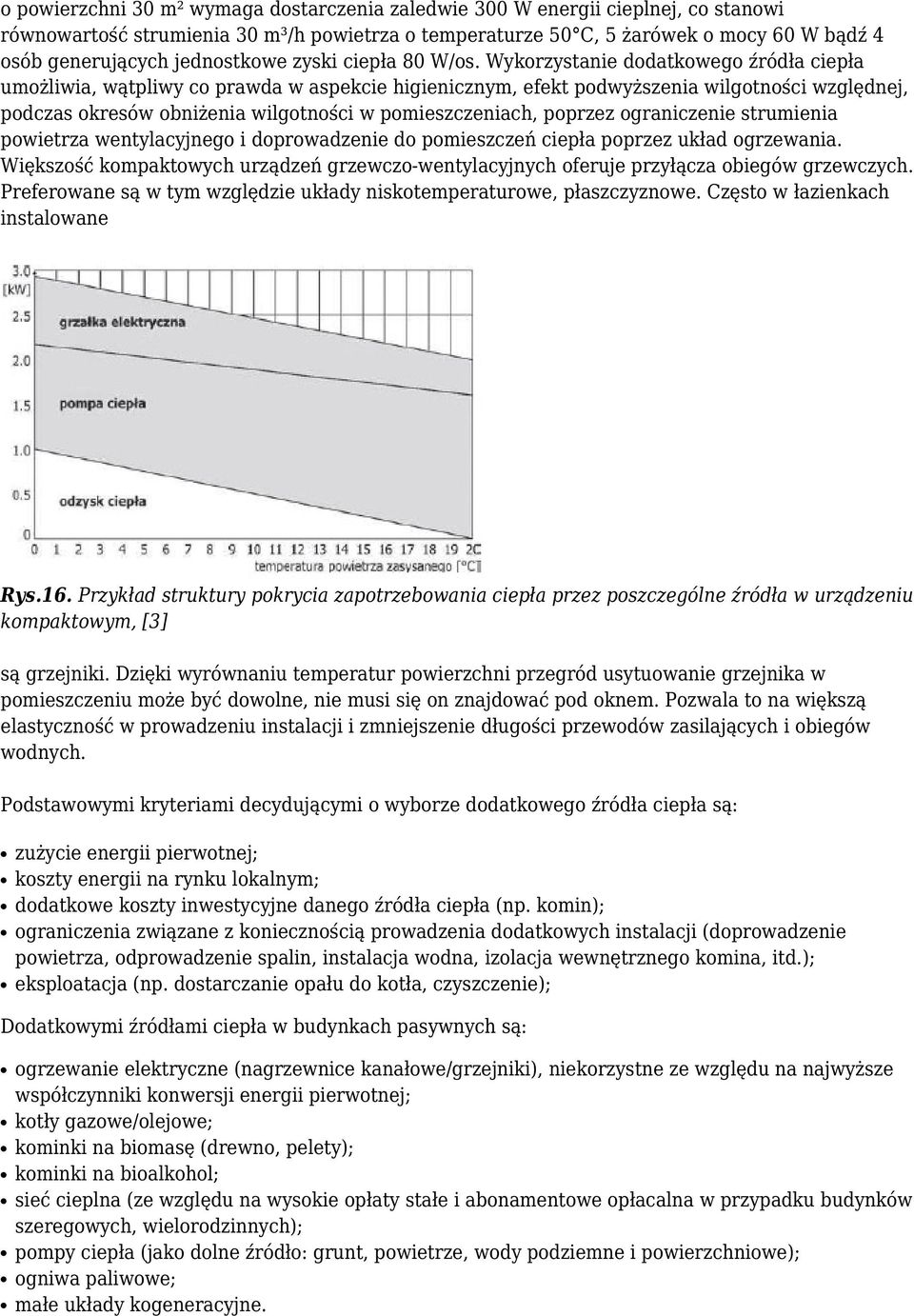 Wykorzystanie dodatkowego źródła ciepła umożliwia, wątpliwy co prawda w aspekcie higienicznym, efekt podwyższenia wilgotności względnej, podczas okresów obniżenia wilgotności w pomieszczeniach,