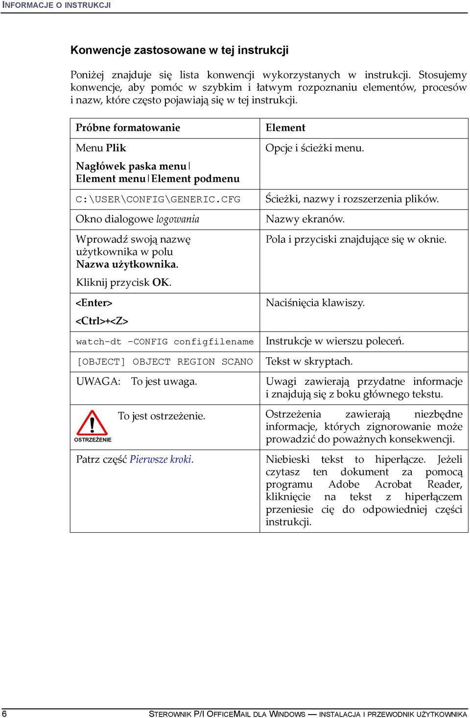 Próbne formatowanie Menu Plik Nagłówek paska menu Element menu Element podmenu C:\USER\CONFIG\GENERIC.CFG Okno dialogowe logowania Wprowadź swoją nazwę użytkownika w polu Nazwa użytkownika.