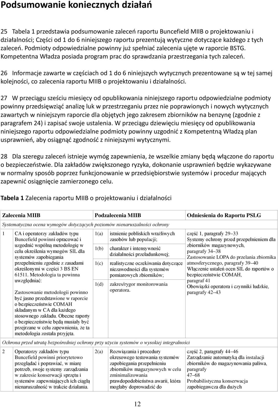 26 Informacje zawarte w częściach od 1 do 6 niniejszych wytycznych prezentowane są w tej samej kolejności, co zalecenia raportu MIIB o projektowaniu i działalności.