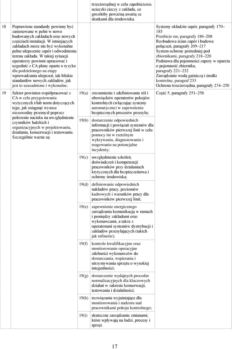 W takiej sytuacji operatorzy powinni opracować i uzgodnić z CA plany oparte o ryzyko dla podzielonego na etapy wprowadzania ulepszeń, tak bliskie standardów nowych zakładów, jak jest to uzasadnione i