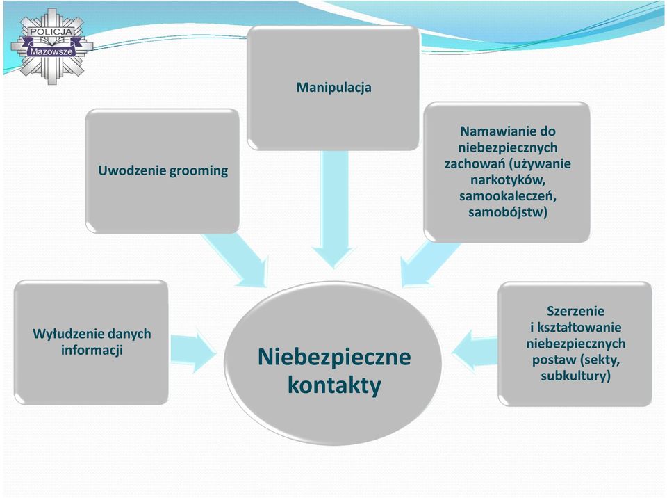 samookaleczeń, samobójstw) Wyłudzenie danych informacji