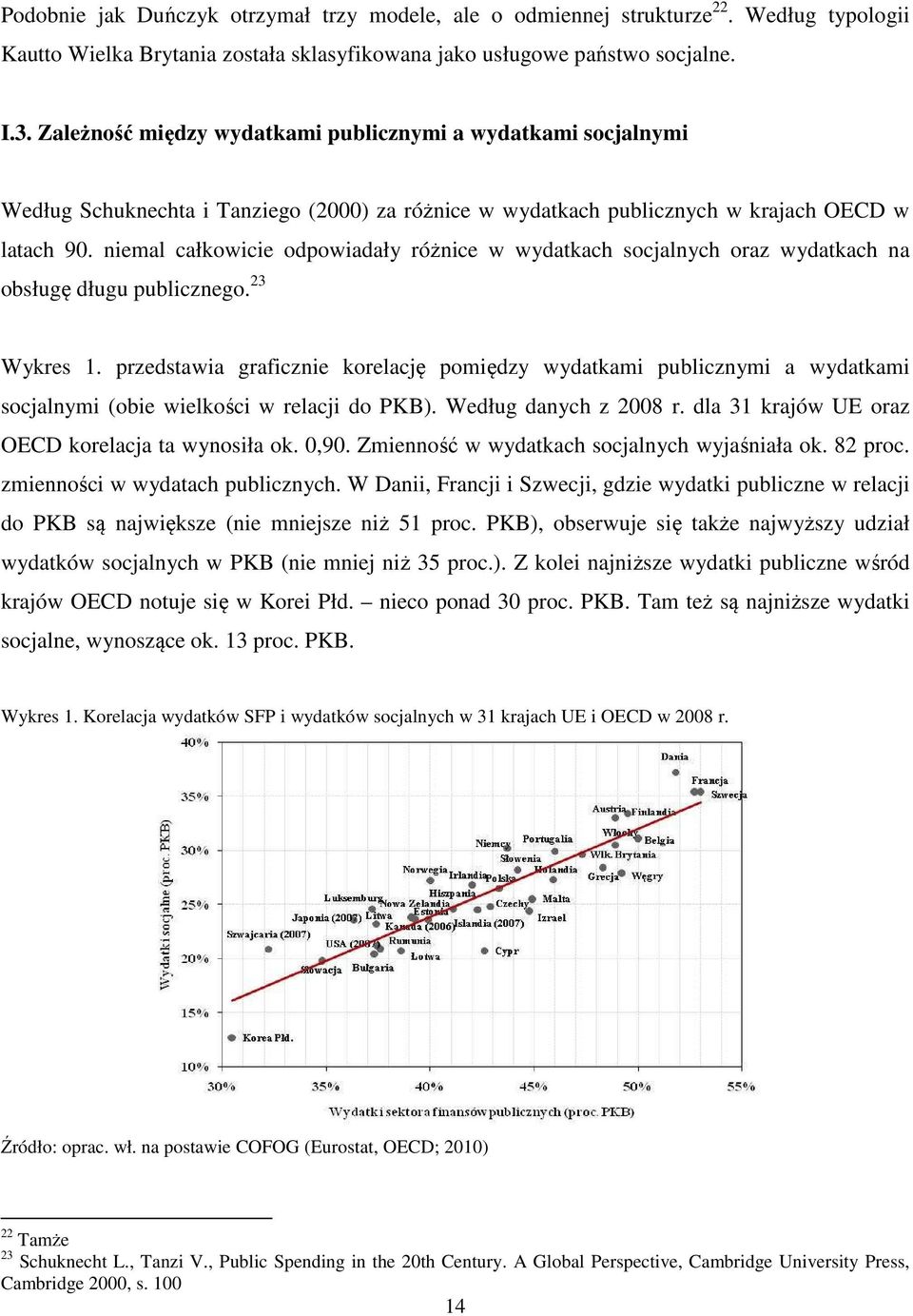 niemal całkowicie odpowiadały różnice w wydatkach socjalnych oraz wydatkach na obsługę długu publicznego. 23 Wykres 1.