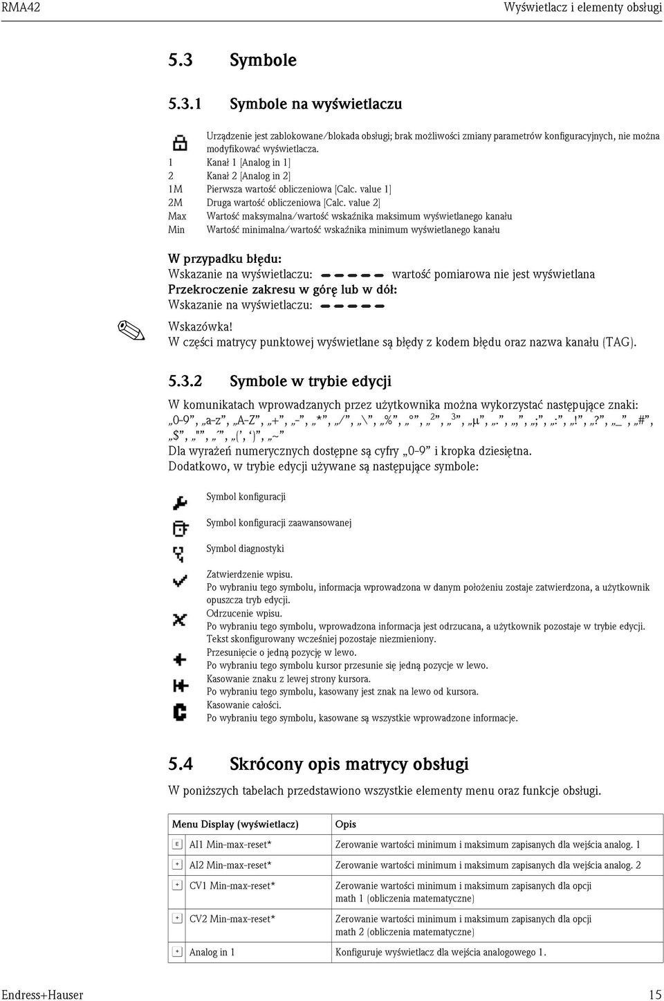 value 2] Max Wartość maksymalna/wartość wskaźnika maksimum wyświetlanego kanału Min Wartość minimalna/wartość wskaźnika minimum wyświetlanego kanału! Wskazówka!