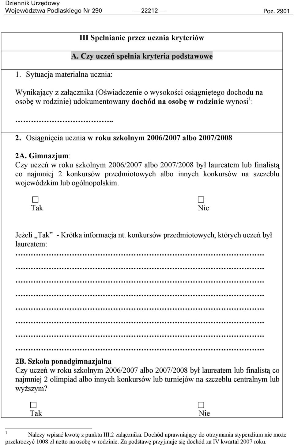 Osiągnięcia ucznia w roku szkolnym 2006/2007 albo 2007/2008 2A.