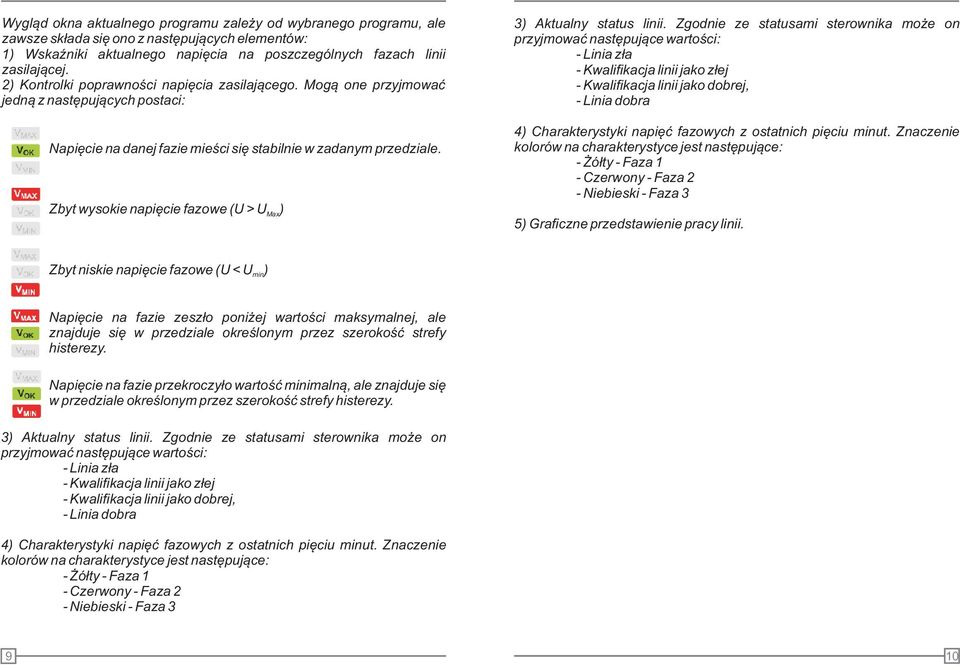 Zbyt wysokie napiêcie fazowe (U > U Max) 3) Aktualny status linii.