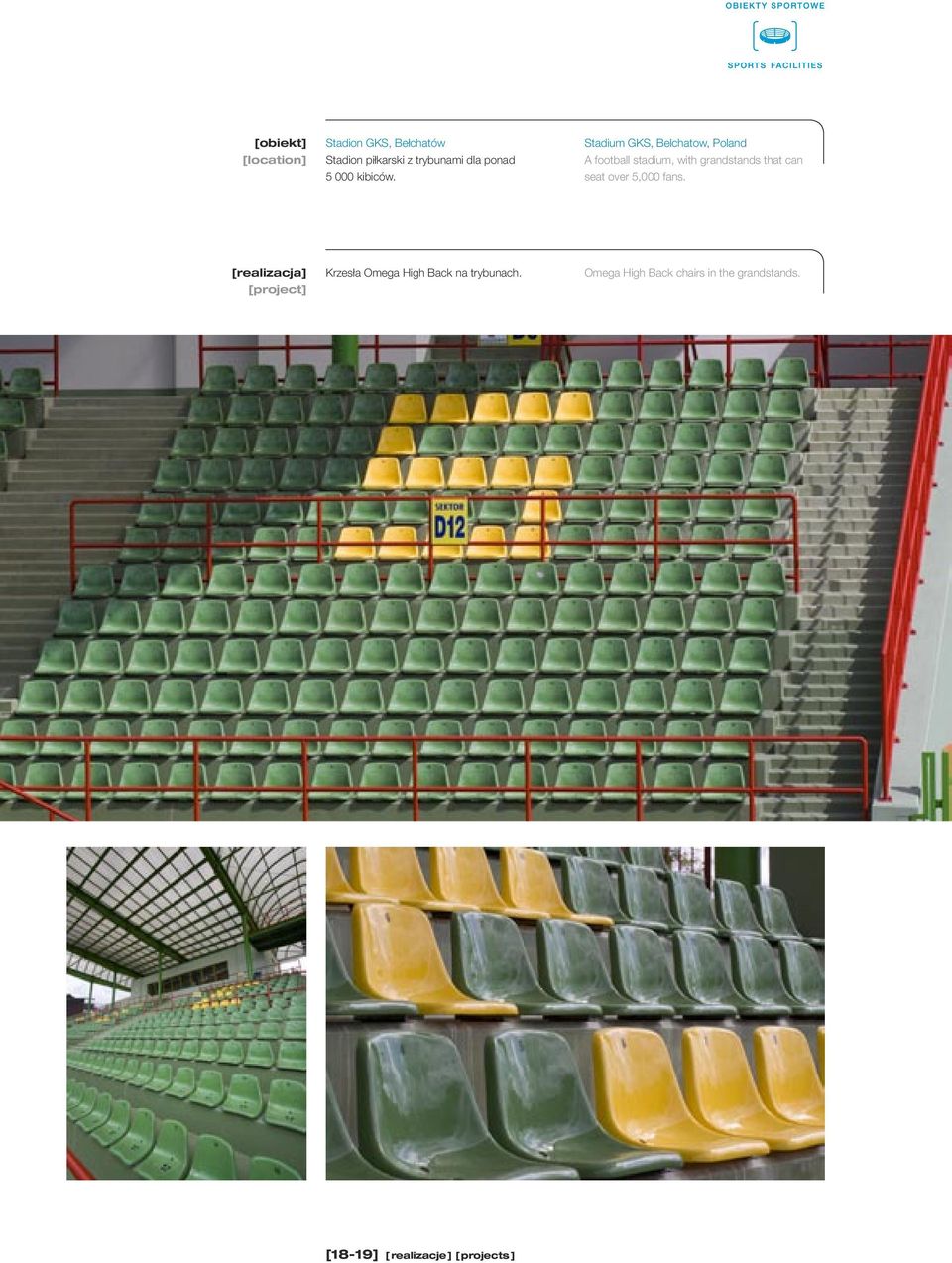 Stadium GKS, Belchatow, Poland A football stadium, with grandstands that