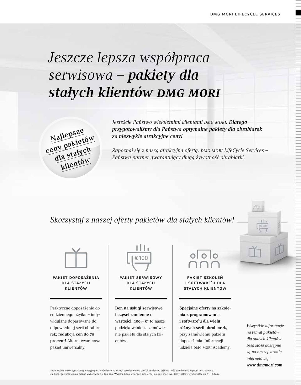 dmg mori LifeCycle Services Państwa partner gwarantujący długą żywotność obrabiarki. Skorzystaj z naszej oferty pakietów!