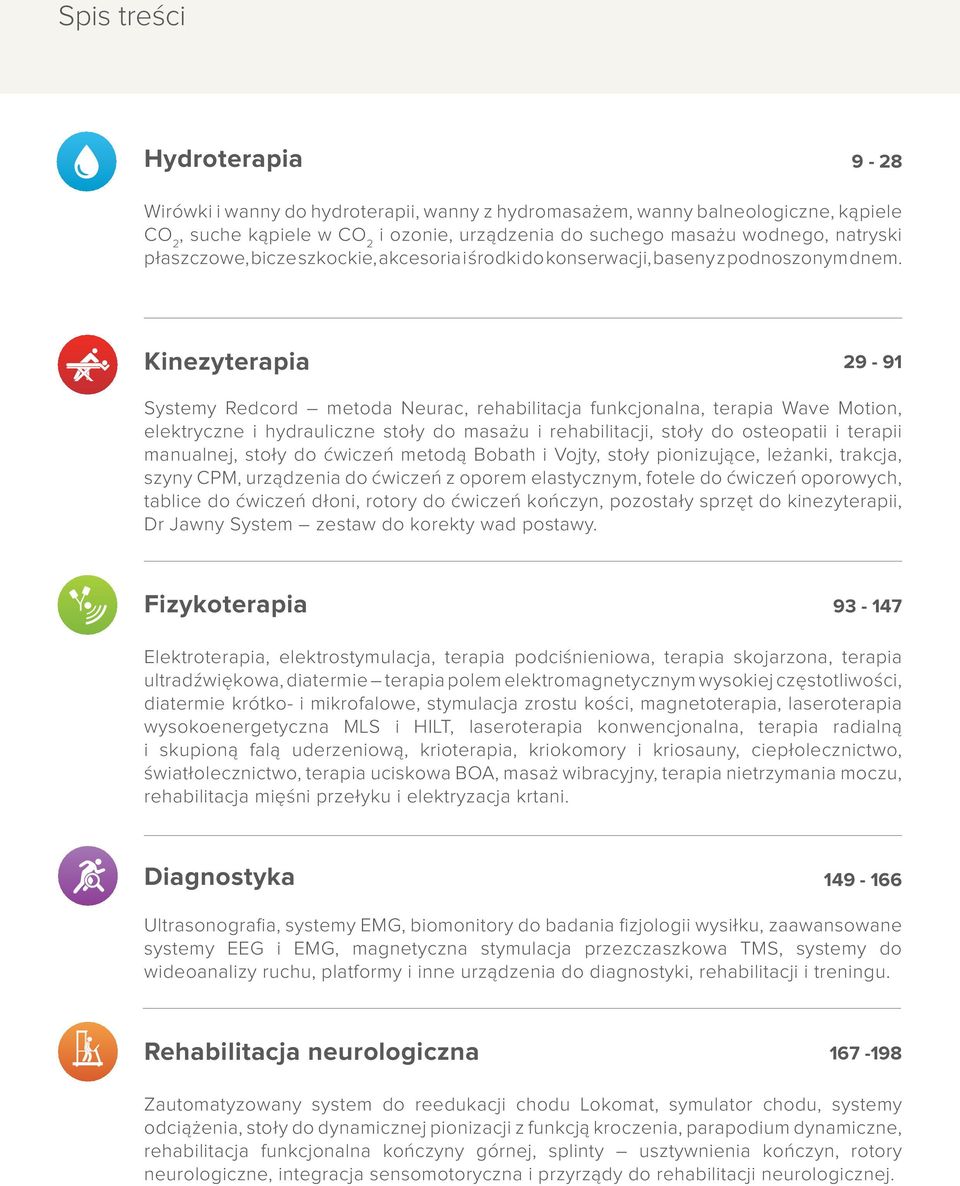 Kinezyterapia 29-91 Systemy Redcord metoda Neurac, rehabilitacja funkcjonalna, terapia Wave Motion, elektryczne i hydrauliczne stoły do masażu i rehabilitacji, stoły do osteopatii i terapii