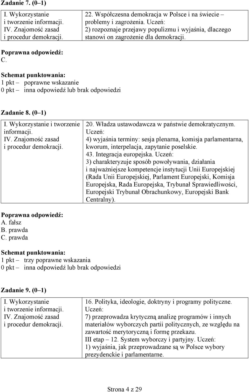 Znajomość zasad i procedur demokracji. 20. Władza ustawodawcza w państwie demokratycznym. Uczeń: 4) wyjaśnia terminy: sesja plenarna, komisja parlamentarna, kworum, interpelacja, zapytanie poselskie.