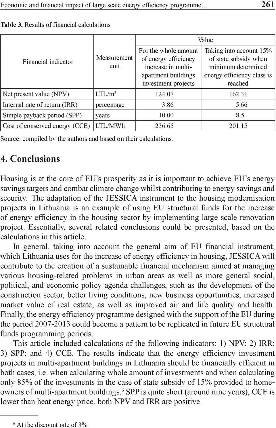 of state subsidy when minimum determined energy efficiency class is reached Net present value (NPV) LTL/m 2 124.07 162.31 Internal rate of return (IRR) percentage 3.86 5.
