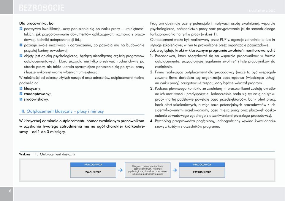 ; poznaje swoje możliwości i ograniczenia, co pozwala mu na budowanie przyszłej kariery zawodowej; objęty jest opieką psychologiczną, będącą nieodłączną częścią programów outplacementowych, która