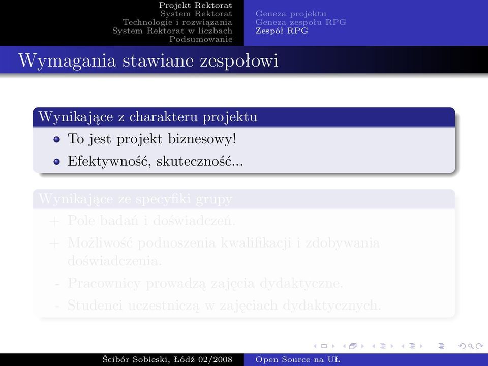 .. Wynikające ze specyfiki grupy + Pole badań i doświadczeń.