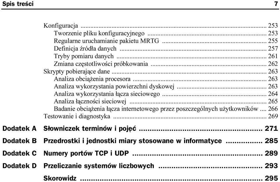 .. 263 Analiza wykorzystania łącza sieciowego... 264 Analiza łączności sieciowej... 265 Badanie obciążenia łącza internetowego przez poszczególnych użytkowników.