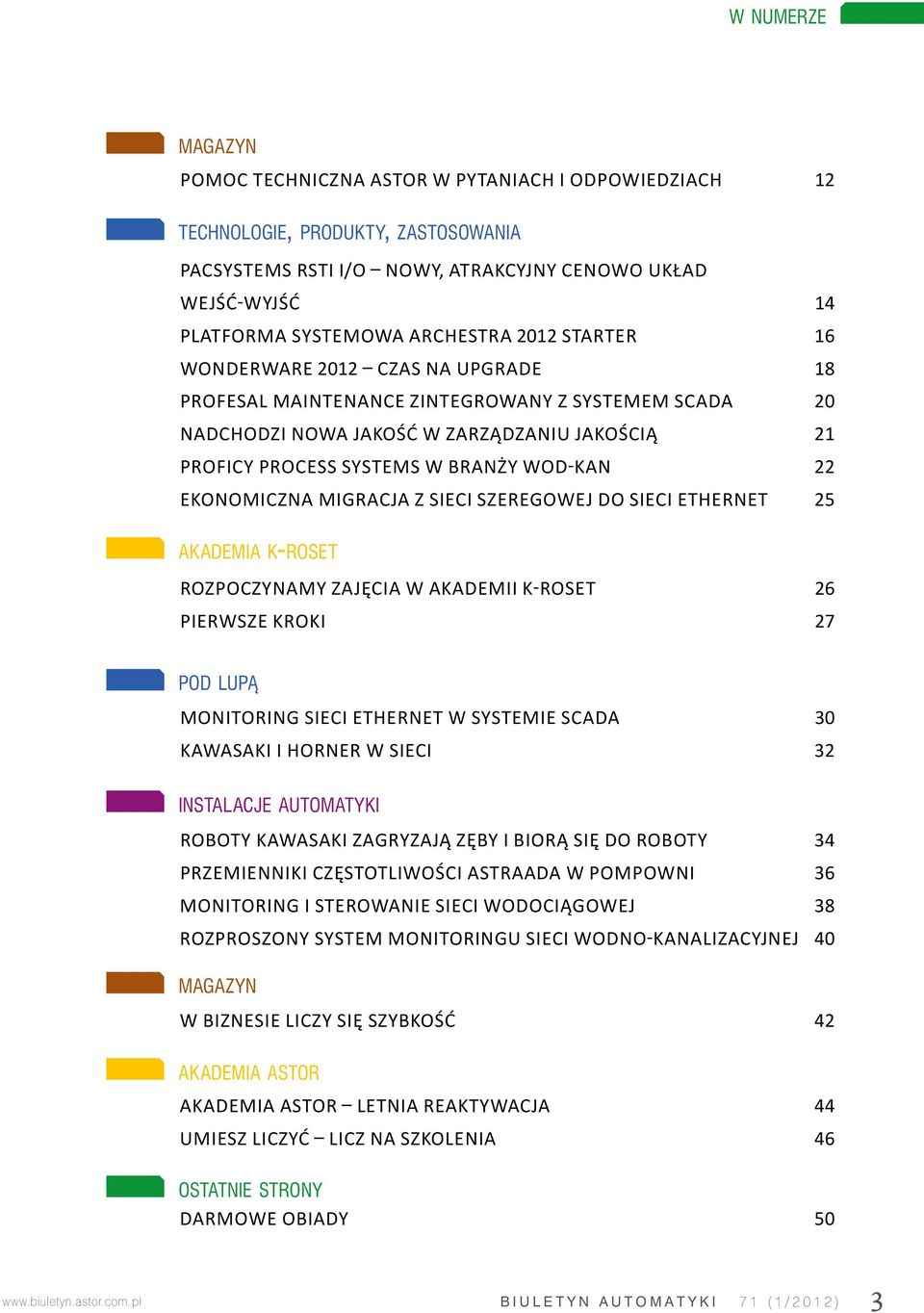 Wod-Kan 22 Ekonomiczna migracja z sieci szeregowej do sieci Ethernet 25 akademia k-roset Rozpoczynamy zajęcia w Akademii K-Roset 26 Pierwsze kroki 27 pod lupą Monitoring sieci Ethernet w systemie