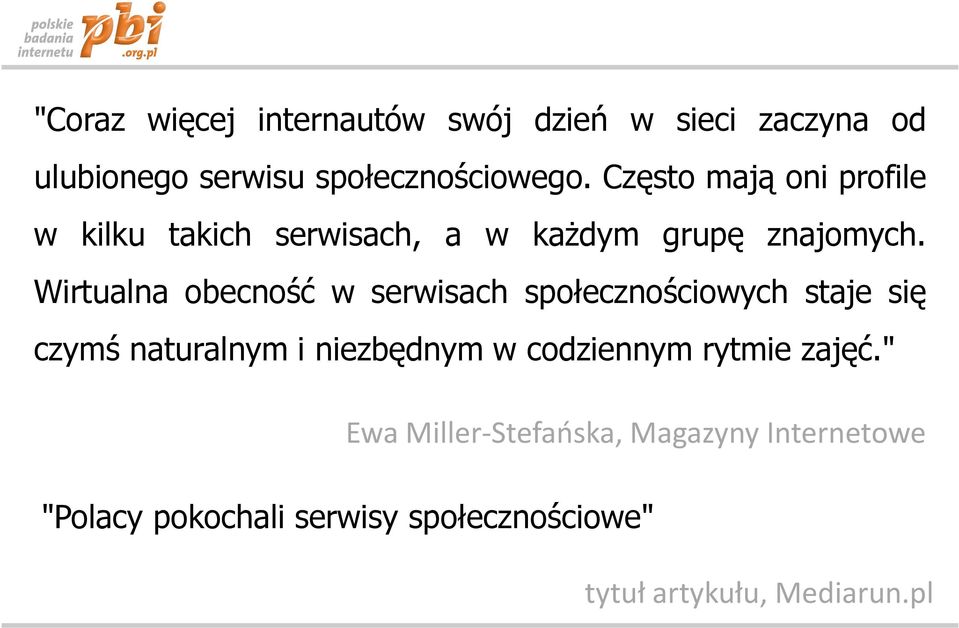 Wirtualna obecność w serwisach społecznościowych staje się czymś naturalnym i niezbędnym w