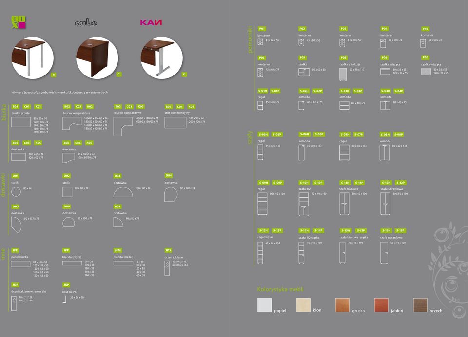 B02 C02 K02 160/80 x 104/60 x 74 180/80 x 104/60 x 74 160/80 x 120/60 x 74 180/80 x 120/60 x 74 B03 C03 K03 biurko proste biurko kompaktowe biurko kompaktowe stół konferencyjny dostawka dostawka 100