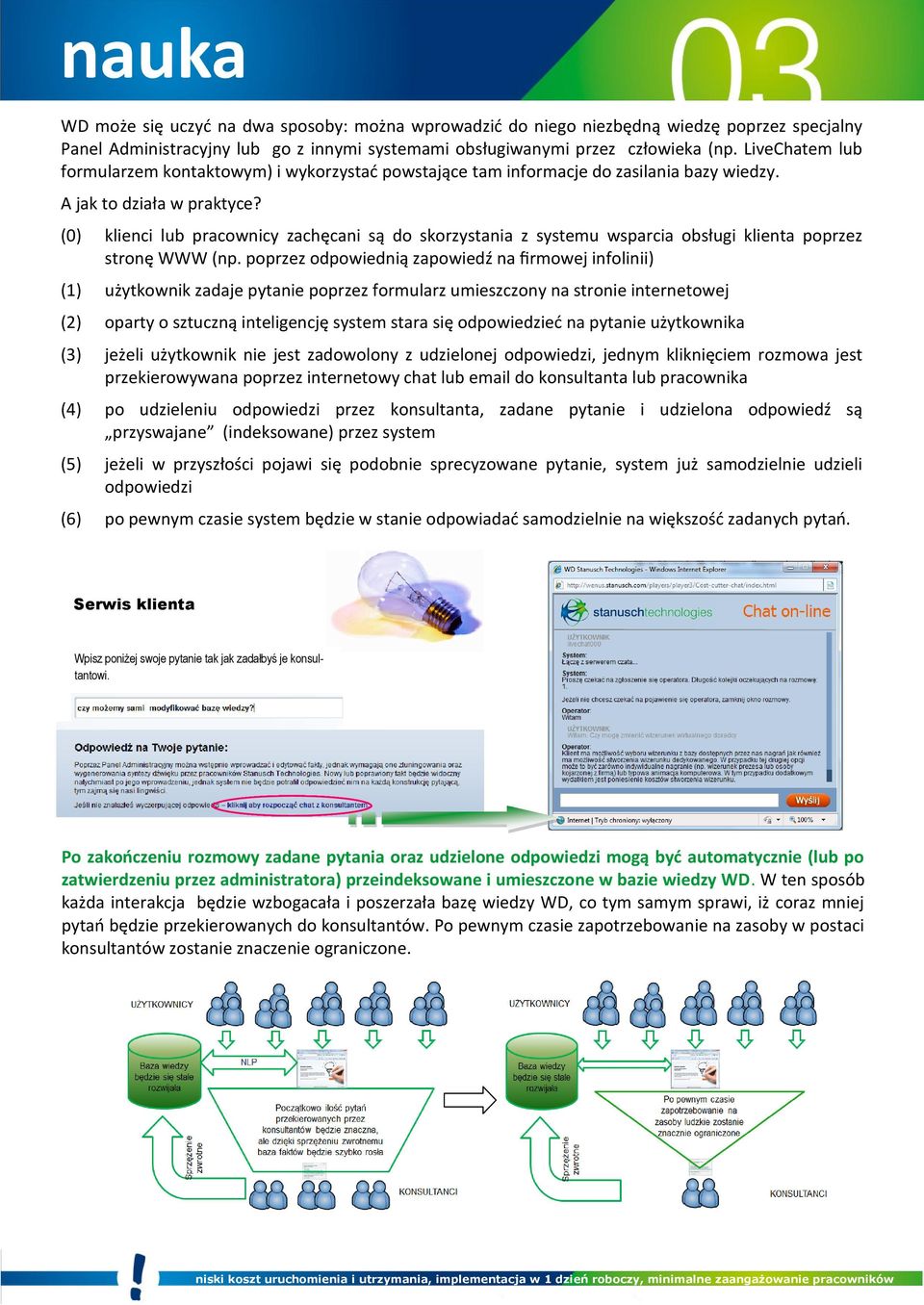 (0) klienci lub pracownicy zachęcani są do skorzystania z systemu wsparcia obsługi klienta poprzez stronę WWW (np.