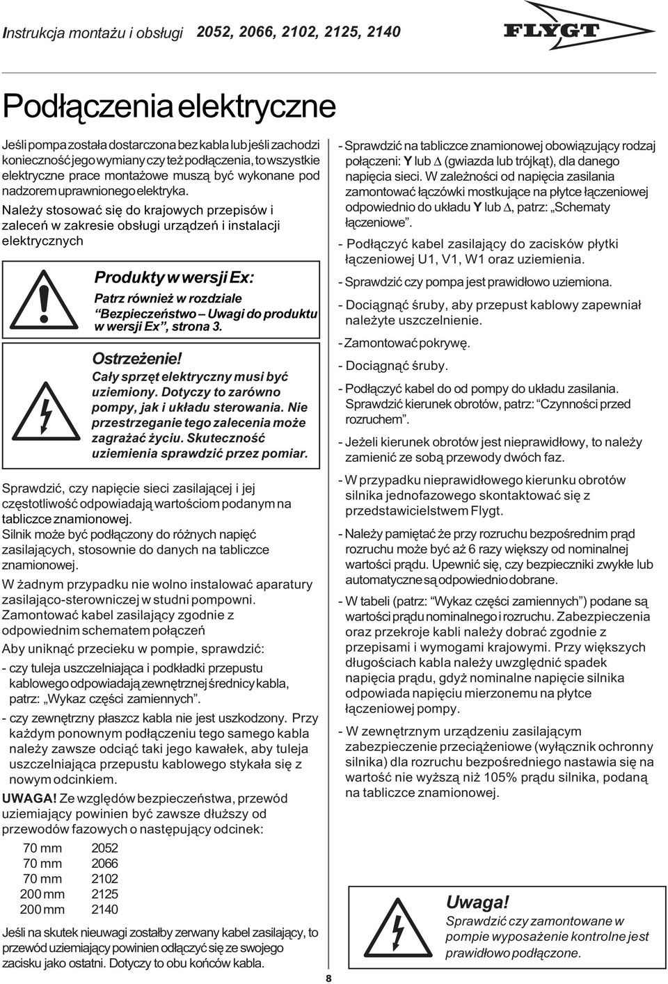 Należy stosować się do krajowych przepisów i zaleceń w zakresie obsługi urządzeń i instalacji elektrycznych Produkty w wersji Ex: Patrz również w rozdziale Bezpieczeństwo Uwagi do produktu w wersji