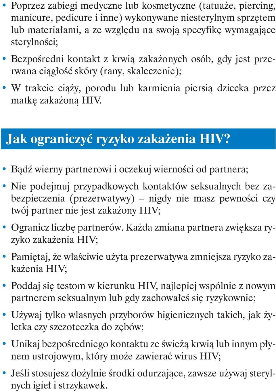 Jak ograniczyć ryzyko zakażenia HIV?