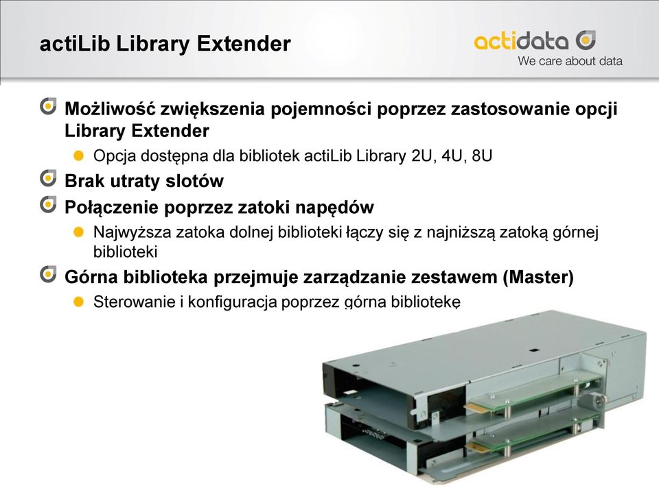 poprzez zatoki napędów Najwyższa zatoka dolnej biblioteki łączy się z najniższą zatoką górnej