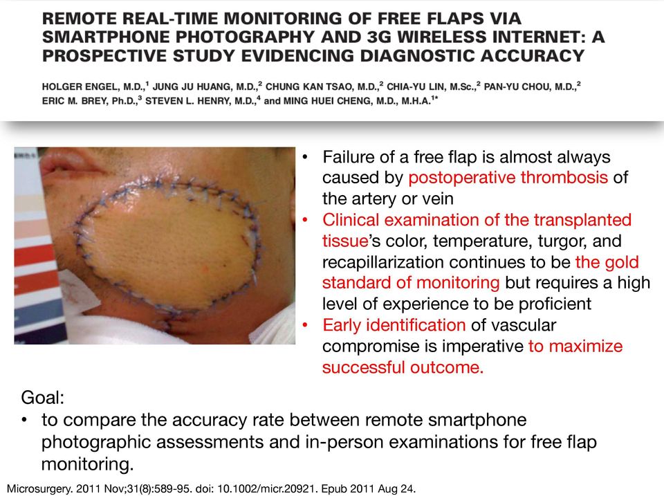 proficient Early identification of vascular compromise is imperative to maximize successful outcome.