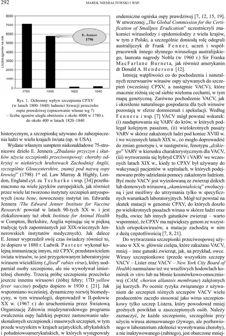 do oko³o 400 w latach 1820 1840 historycznym, a szczepionkê u ywano do zabezpieczenia ludzi w wielu krajach œwiata (np. w USA). Wydane w³asnym sumptem niskonak³adowe 75-stronicowe dzie³o E.