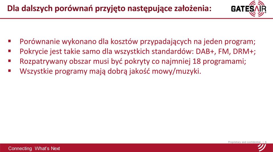 standardów: DAB+, FM, DRM+; Rozpatrywany obszar musi być pokryty co najmniej 18